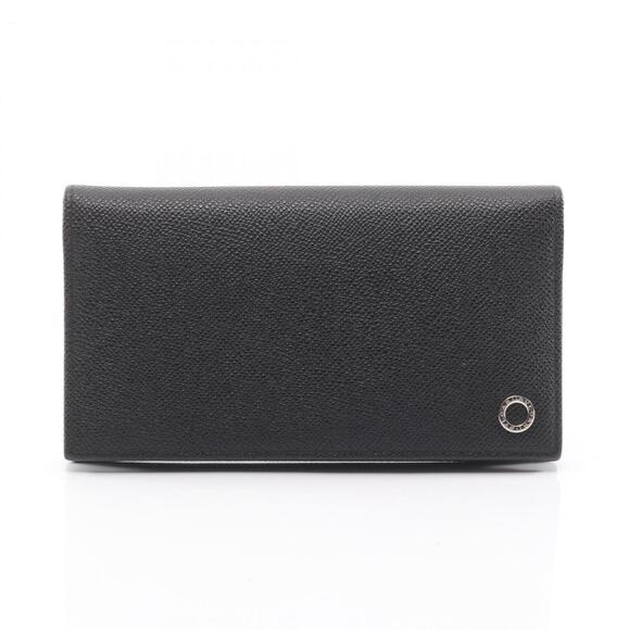 BVLGARI Man Bifold Long Wallet Leather Men's Black